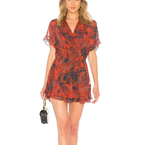IRO "Kizz" Red and Blue Floral Chiffon Dress - 34 - Picture 6 of 8